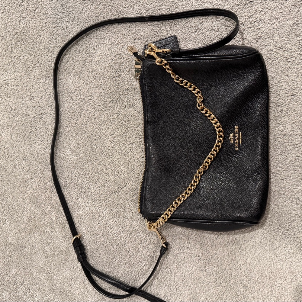 Coach Black Crossbody Bag with Gold Chain